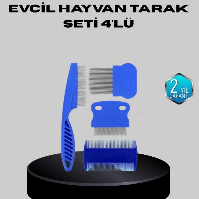 Evcil Hayvan Tüy Bakım Seti – 4’lü Paslanmaz Çelik Ve Eco Plastik, Kolay Temizlenebilir Ve Dayanıklı