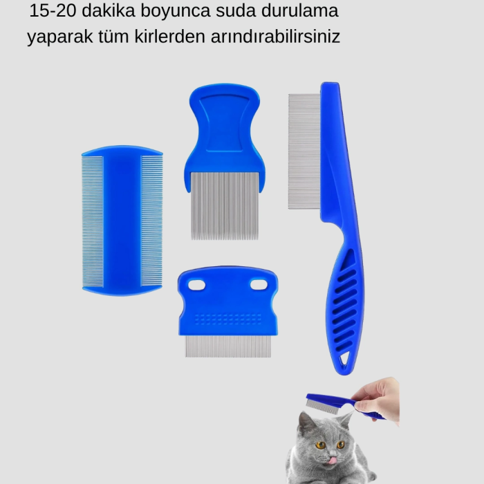 Evcil Hayvan Tüy Bakım Seti – 4’lü Paslanmaz Çelik Ve Eco Plastik, Kolay Temizlenebilir Ve Dayanıklı