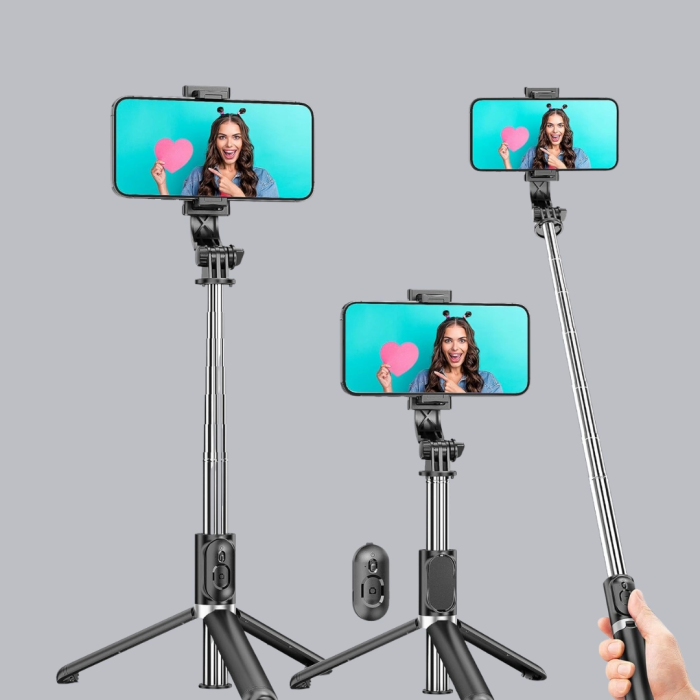 Kablosuz Bluetooth Selfie Çubuğu – 360° Dönebilir Başlık, Taşınabilir Ve Şık Tasarım