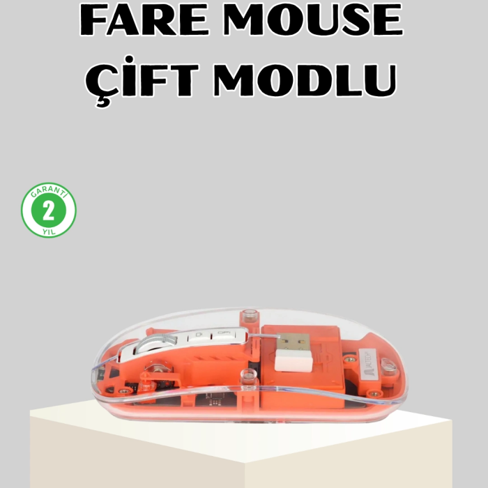 Bluetooth 5.0 & 2.4ghz Kablosuz Fare – 3 Cihaz Bağlantılı, Hızlı Geçiş, Usb Alıcılı