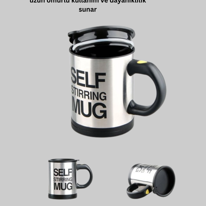 Otomatik Karıştıran Akıllı Kupa – Paslanmaz Çelik, Isı Korumalı