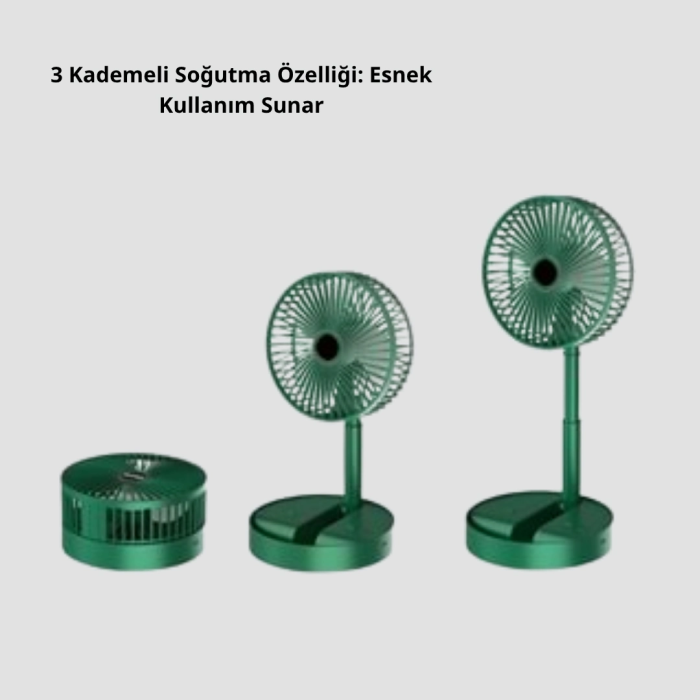 Taşınabilir Şarjlı Mini Fan – Katlanabilir Gövde, 3 Hız Kademesi