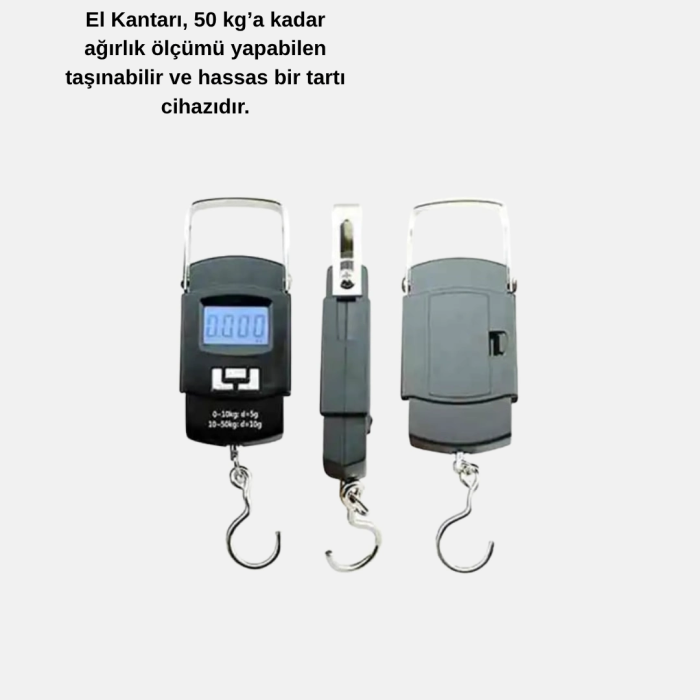 Portatif Dijital El Kantarı – Bavul, Kargo Ve Paket Tartı Cihazı 50 Kg