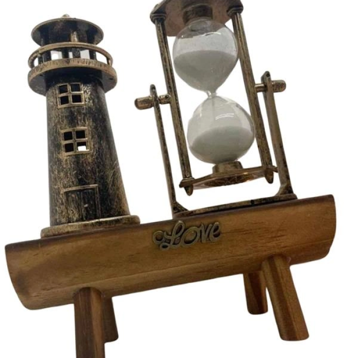 Hediyelik Eşya Retro Ahşap Deniz Feneri Kum Saati Biblo