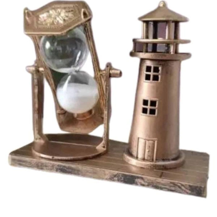 Deniz Feneri Kum Saati Ahşap Görünümlü Vintage Tarz Biblo