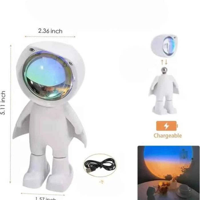 Gün Batımı Lambası Işık Arka Plan Projektör Sevimli Astronot Enerji Tasarruflu