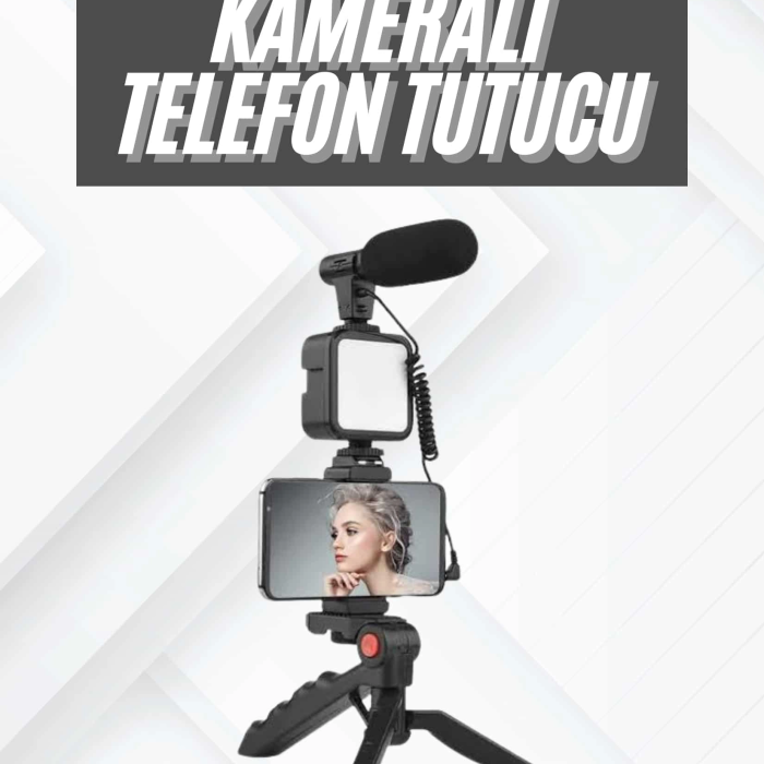 Telefon Tutucu Mikrofonlu Işıklı Youtuber Video Kayıt