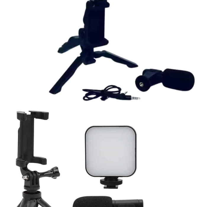 Telefon Tutucu Mikrofonlu Işıklı Youtuber Video Kayıt