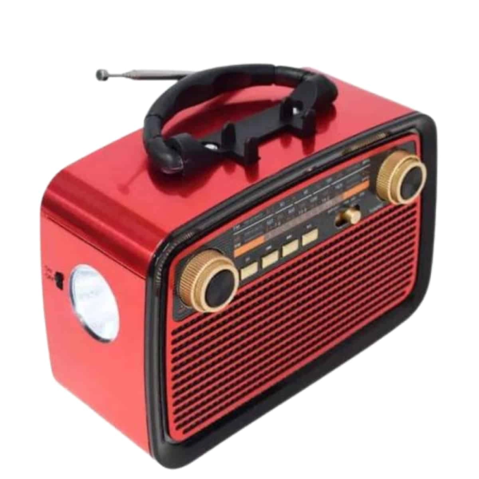 Nostaljik Görünümlü Ahşap Radyo Tf Sd Usb Girişli Led Fener Işıklı