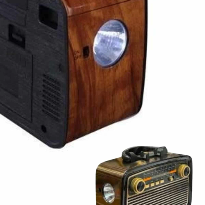 Nostaljik Görünümlü Ahşap Radyo Tf Sd Usb Girişli Led Fener Işıklı
