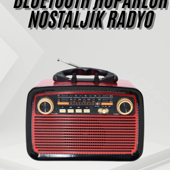 Nostalji Radyo Bluetooth Hoparlör Usb-sd Kart Giriş Led Fener Işıklı Bataryalı Pilli