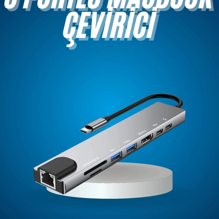 8 Port Çoklayıcı Macbook Ile Uyumlu Çoğaltıcı Type-c Dönüştürücü Tf Sd Kart