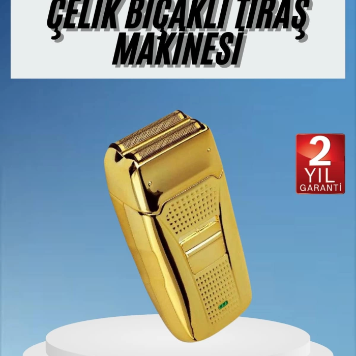 Sakal Kesme Tıraş Makinesi Paslanmaz Çelik Gold Şarjlı