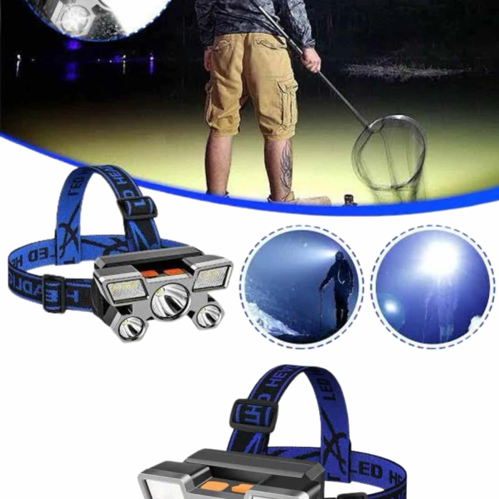 5 Led Far Şarj Edilebilir Güçlü Kafa Lambası Kamp Lambası 4 Modlu (kopya)