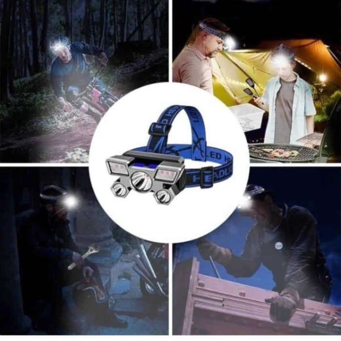 5 Led Far Şarj Edilebilir Güçlü Kafa Lambası Kamp Lambası 4 Modlu (kopya)