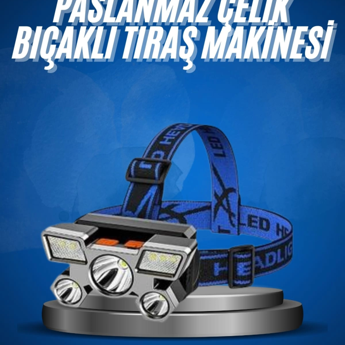 5 Led Far Şarj Edilebilir Güçlü Kafa Lambası Kamp Lambası 4 Modlu