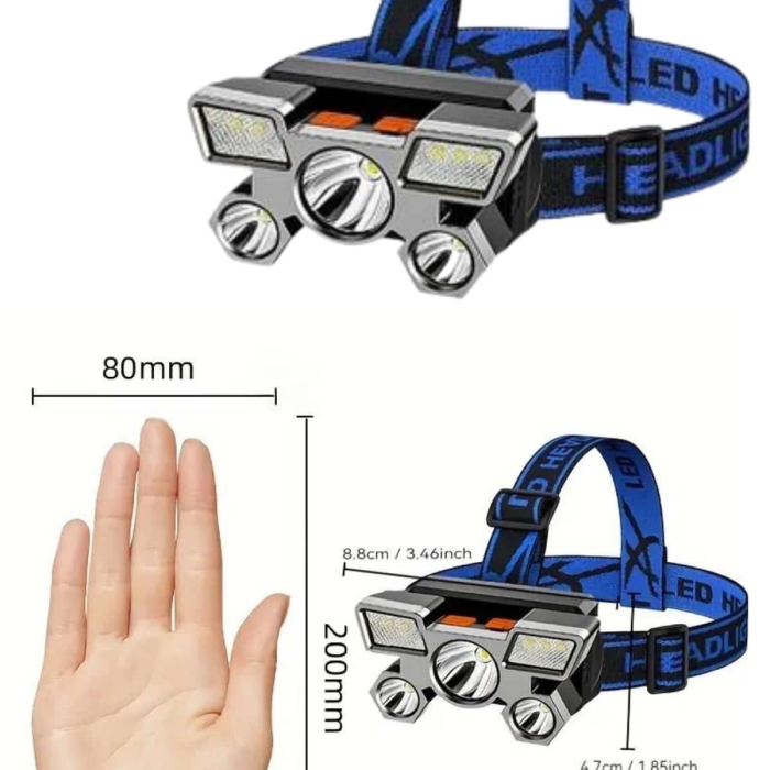 Kafa Lambası 800 Lümen 4 Mod Yüksek Işık Flaşörlü Şarjlı Led Lamba