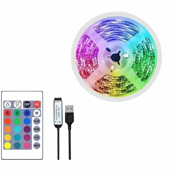 10m Şerit Led İç Mekan Renkli Rgb Şerit Led Kumandalı