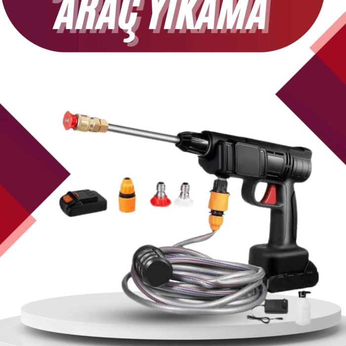 Oto Araba Yıkama Şarjlı Ve Yüksek Basınçlı Oto Yıkama Ve Sulama Tabancası
