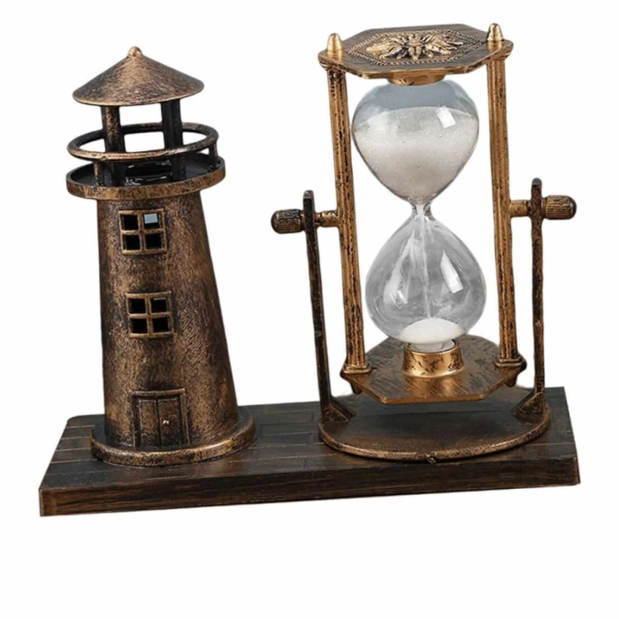 Deniz Feneri Kum Saati Ahşap Görünümlü Vintage Tarz Biblo