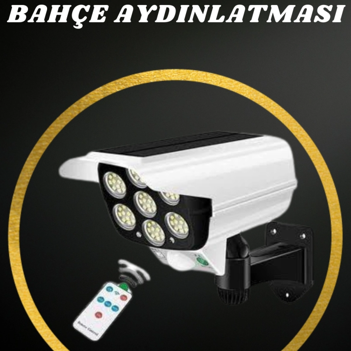 Solar Lamba Kamera Görünümlü Duvar Lambası Dönebilen Bahçe Aydınlatması