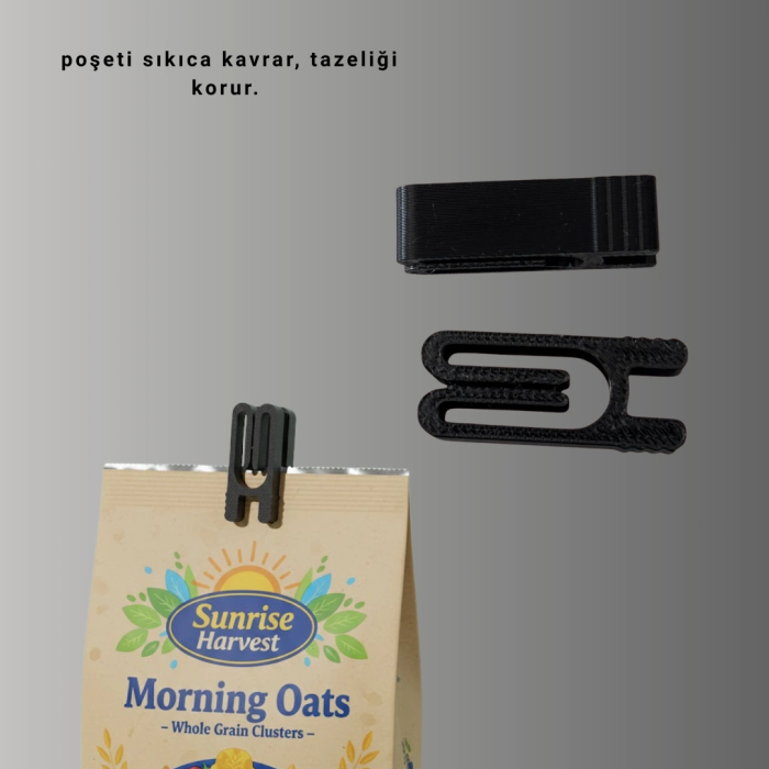 Poşet Kapatma Mandalı Hava Geçirmez Siyah 10 Adet Set