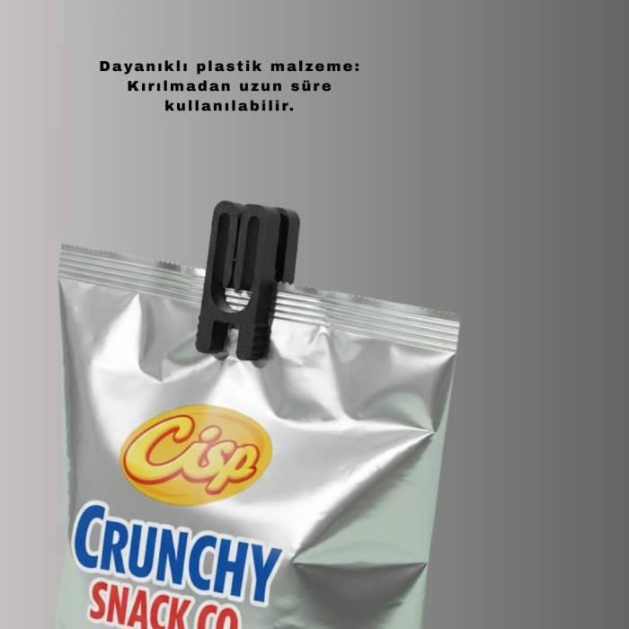 Poşet Kapatma Mandalı Hava Geçirmez Siyah 10 Adet Set