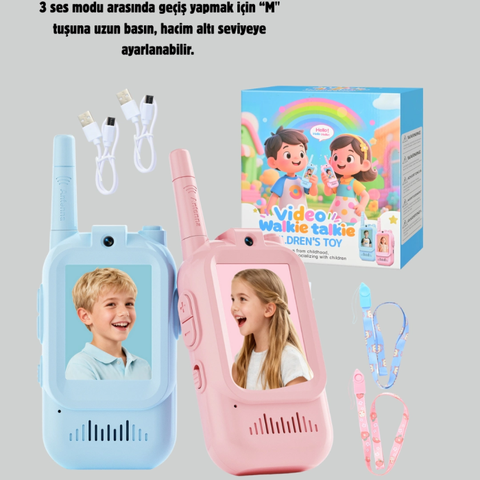 3–12 Yaş Çocuklara Uygun Görüntülü Walkie Talkie Seti