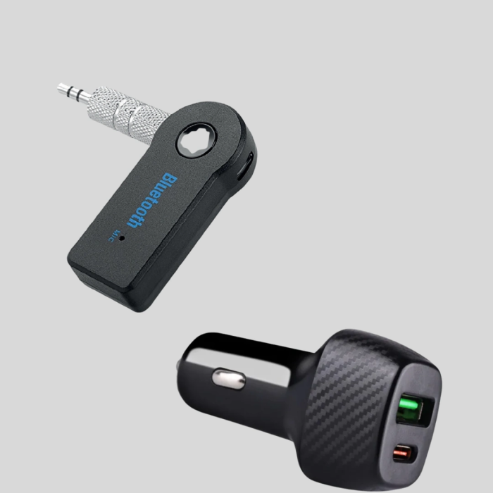 Aux Bluetooth Adaptör Ve 38w Hızlı Araç Şarj Cihazı Seti
