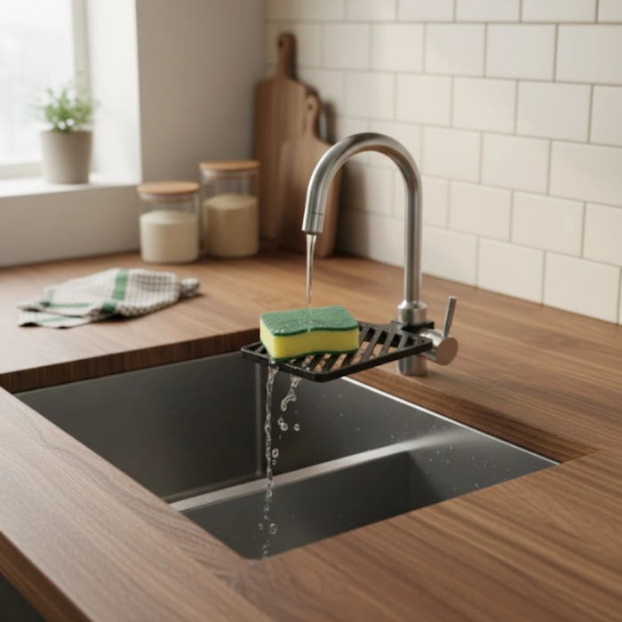 Mutfak Musluk Üstü Sünger Tutucu Tezgah Düzenleyici Organizer