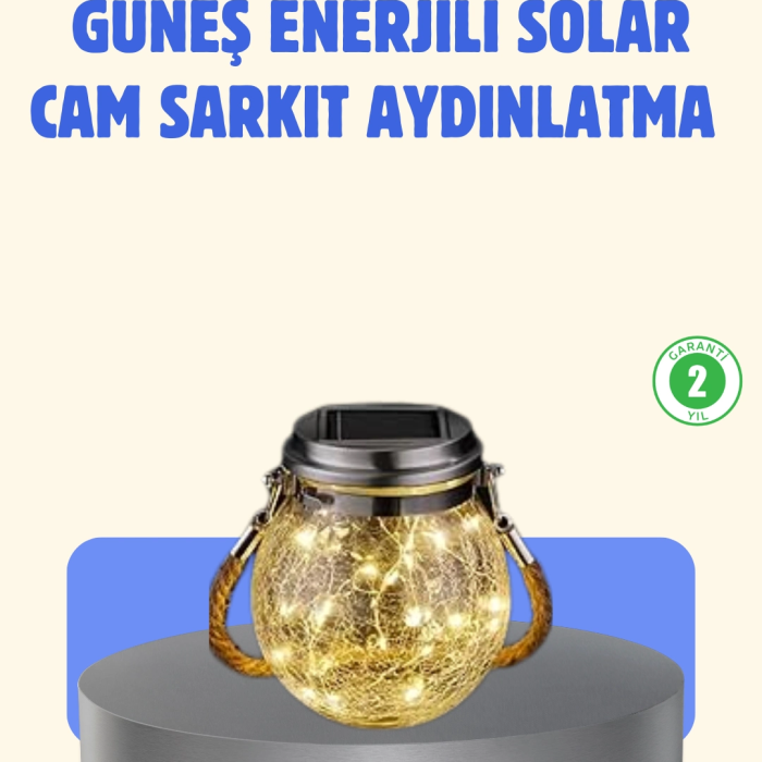 Güneş Enerjili Cam Sarkıt Bahçe Balkon Teras Aydınlatma 30 Led