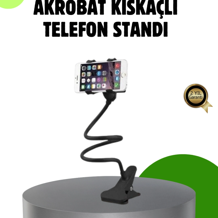 Akrobat Masaüstü Mandallı Telefon Tutucu 360 Derece Dönebilen