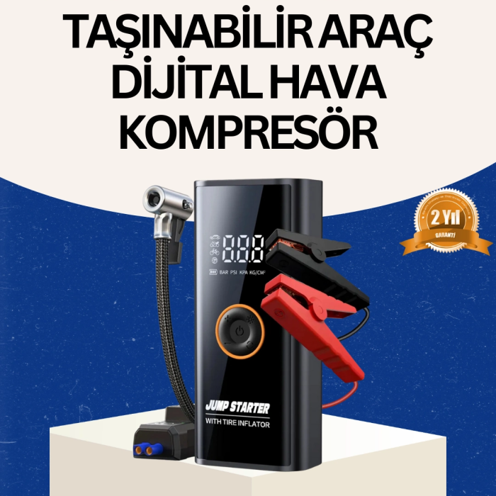 Taşınabilir Akü Takviye Ve Akıllı Lastik Şişirme Pompası
