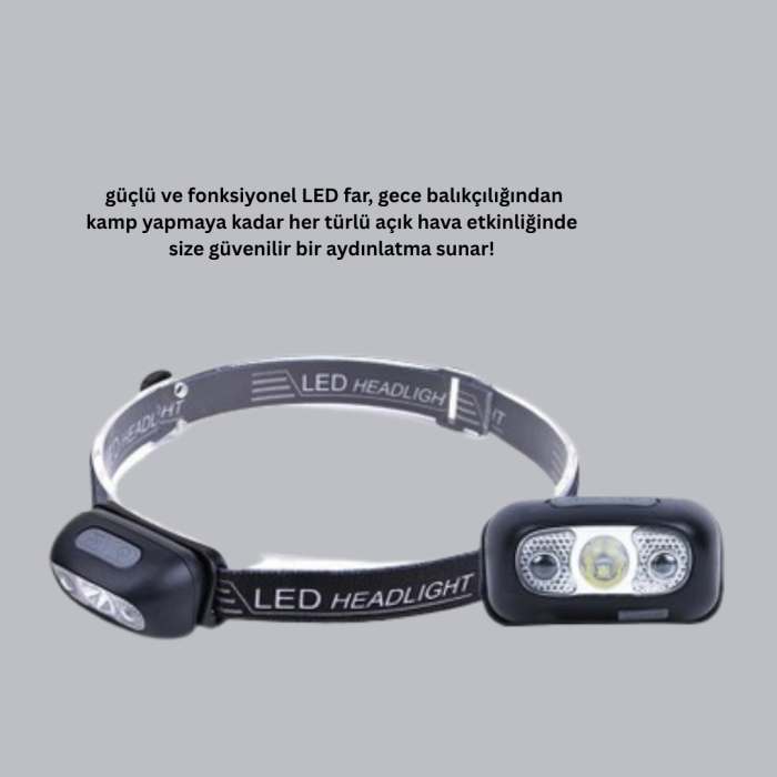 Gece Balıkçılığı İçin Ultra Parlak Şarjlı Kafa Lambası | 4 Işık Modu + Usb Şarj