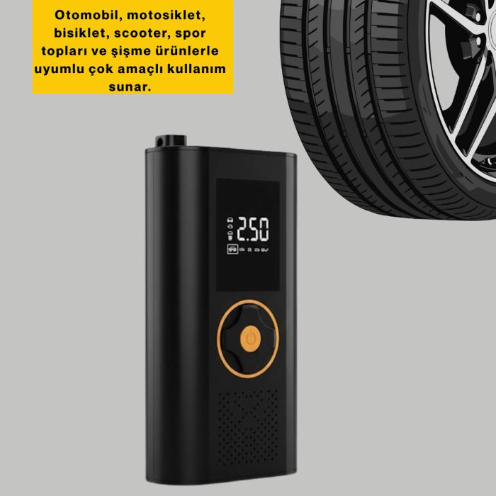 Çok Amaçlı Dijital Lastik Pompası Araç Bisiklet Top Uyumlu
