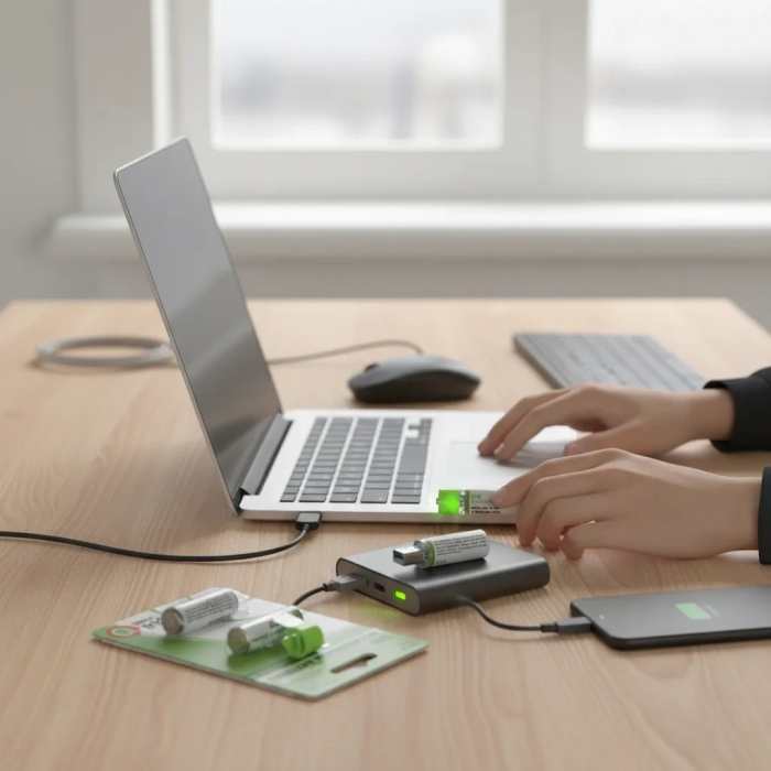 Usb İle Şarj Olabilen 2 Li 1450 Mah Lityum Kalın Şarjlı Kalem Pil