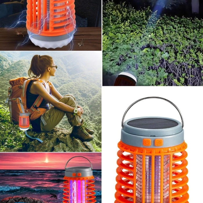 Askılı Solar Enerji İle Şarj Olabilen Sinek Öldürücü Kamp Feneri Işıldak