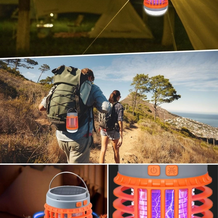 Askılı Solar Enerji İle Şarj Olabilen Sinek Öldürücü Kamp Feneri Işıldak