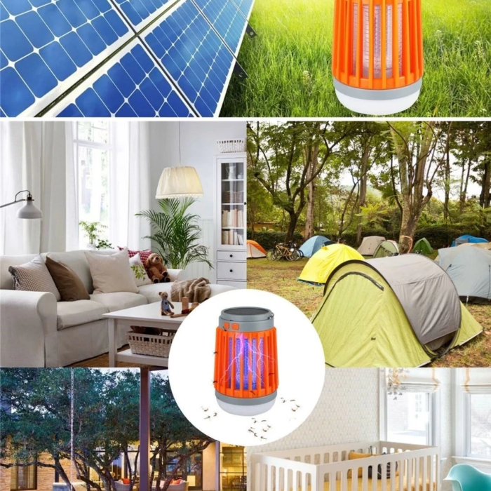 Askılı Solar Enerji İle Şarj Olabilen Sinek Öldürücü Kamp Feneri Işıldak