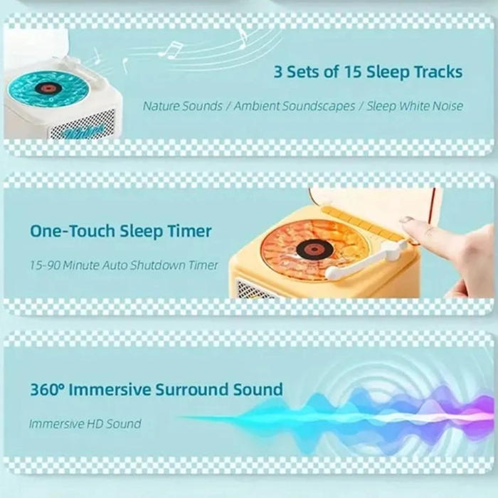 Nostalji Mini Plak Görünümlü Radyolu Bluetooth Hoparlör 3d Ses Dalgası Retro Müzik Plak Beyaz