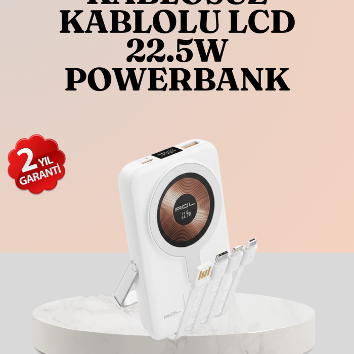Kablosuz ve Kablolu Şarj Destekli Taşınabilir Powerbank