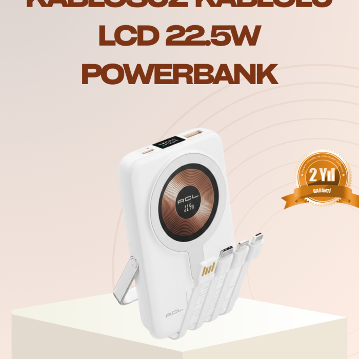 Manyetik Kablosuz Powerbank 22.5W Hızlı Şarj LCD Ekranlı