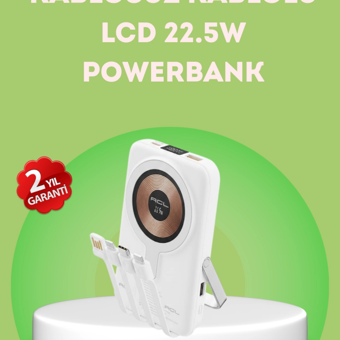 Lcd Göstergeli Manyetik Powerbank Type C Usb Girişli