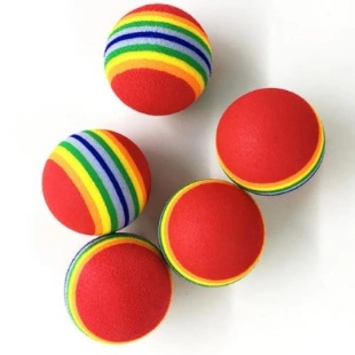 2 Adet Gökkuşağı Renklı Kedı Köpek Oyun Topu