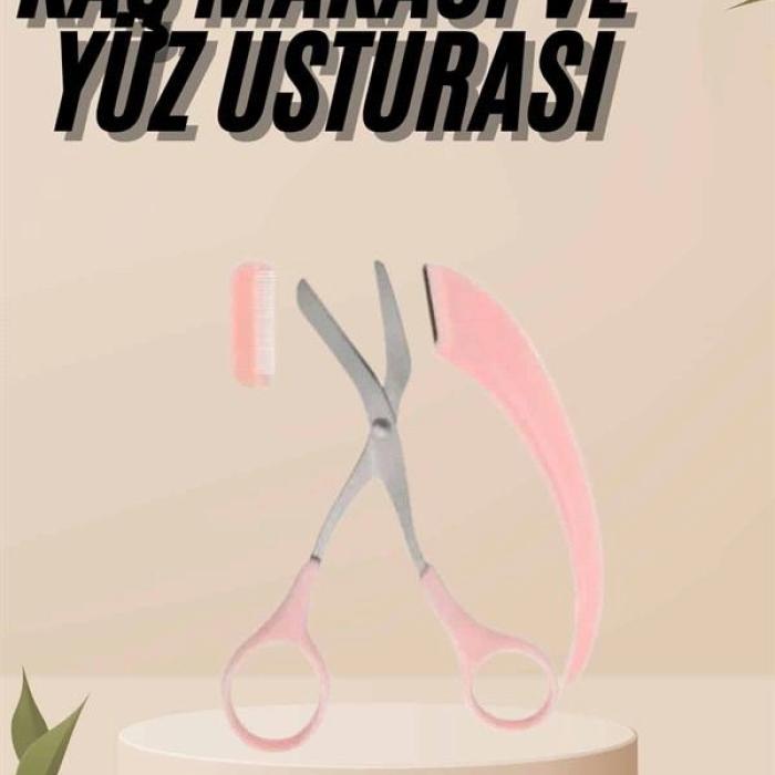 Kavisli Kaş Kirpik Düzeltici Bıyık Alma Taraklı Kaş Makası Yüz Bakım Seti Makas