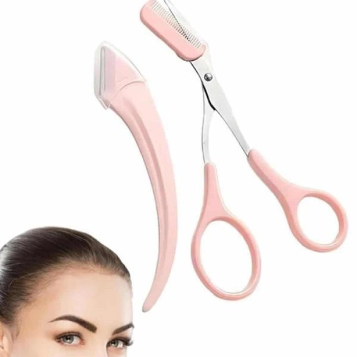 Taraklı Kaş Makası Ve Ustura Seti Kaş Düzeltme Makası Kaş Bıyık Alma Aleti