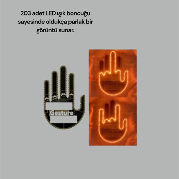 Kablosuz Kumandalı Led Jest Işığı – 3 Modlu Araba Arkası Mesaj Işığı, 203 Led İle Yüksek Parlaklık