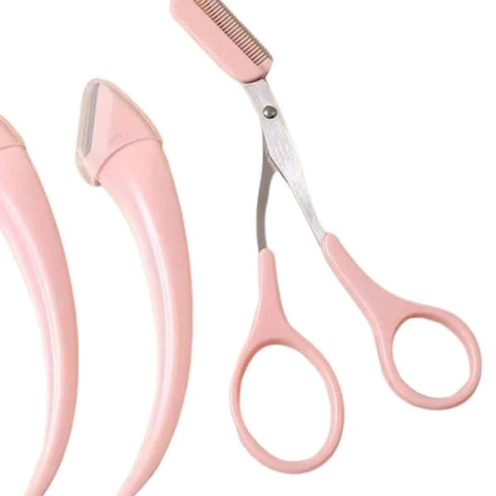 Taraklı Kaş Bıyık Makası Ve Kaş Ustura Seti Kaş Bıyık Tüy Alma Epilasyon Aleti 2li Set