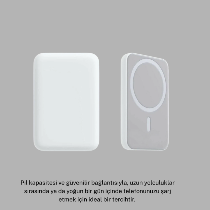 Magsafe 15w Kablosuz Hızlı Şarj, Lightning Girişli Taşınabilir Batarya