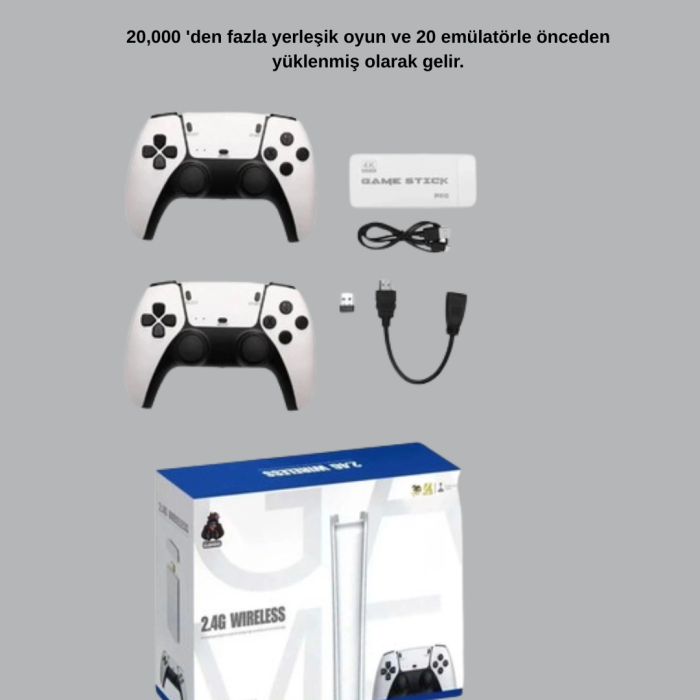 Hdmı Çıkışlı Kablosuz 2 Kollu 4k Retro Oyun Kutusu